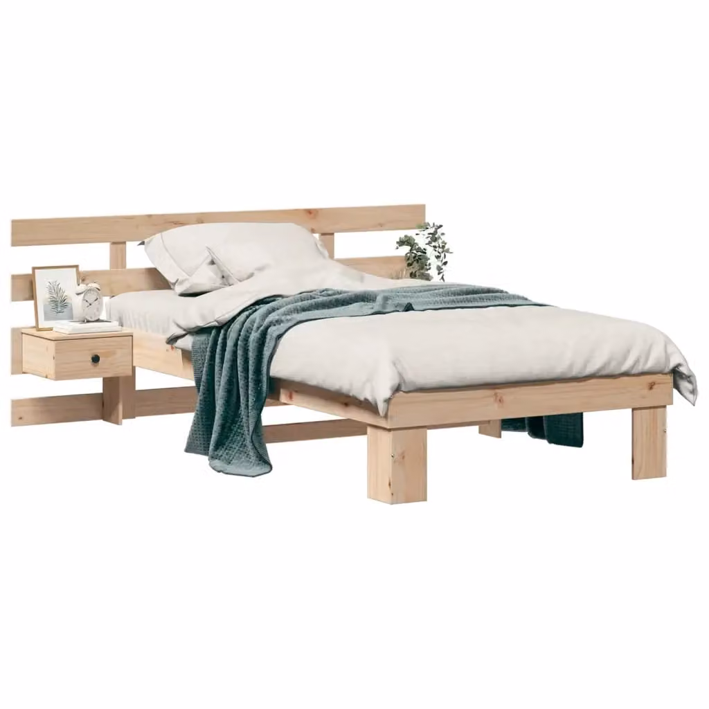 Letto moderno vidaXL in pino massello marrone con cassetti L/P/H: 190 x 90 x 160 cm – 2