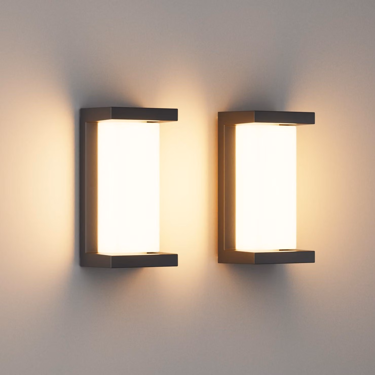 Set di 2 luci da parete a LED per esterni, 3000K, grado di protezione IP65, alluminio nero, 24W, 1200 lumen