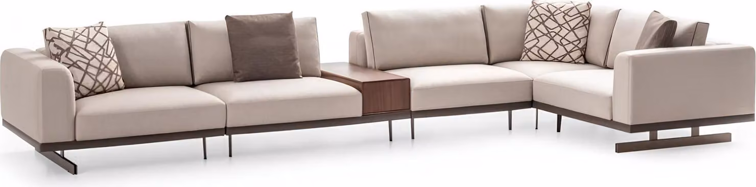 Großes Ecksofa Stoffmöbel L-Form Couchen Sofas Beige Wohnzimmermöbel