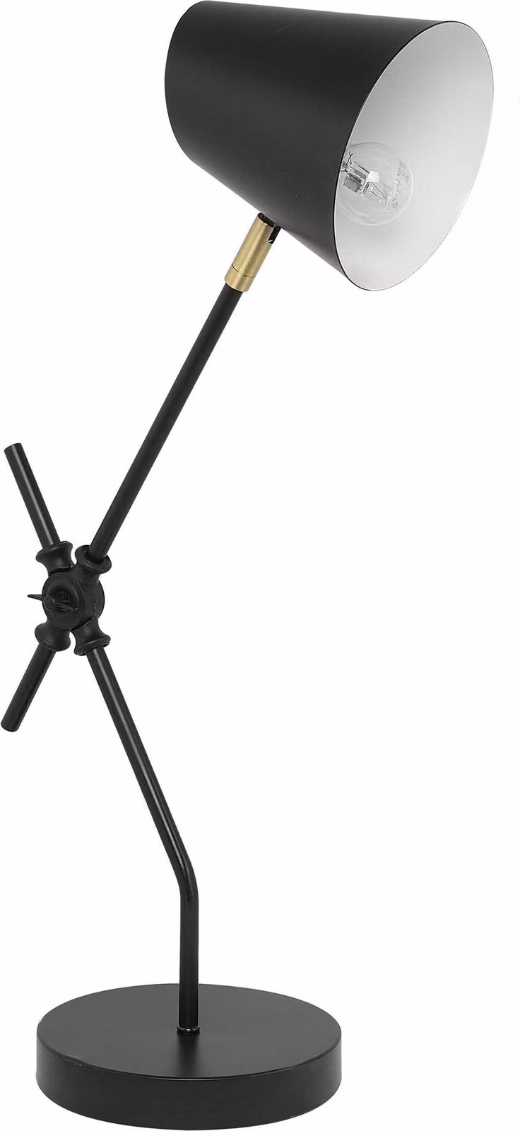BELIANI Lampada da ufficio con struttura in metallo nero e oro e cavo paralume regolabile dal look industriale