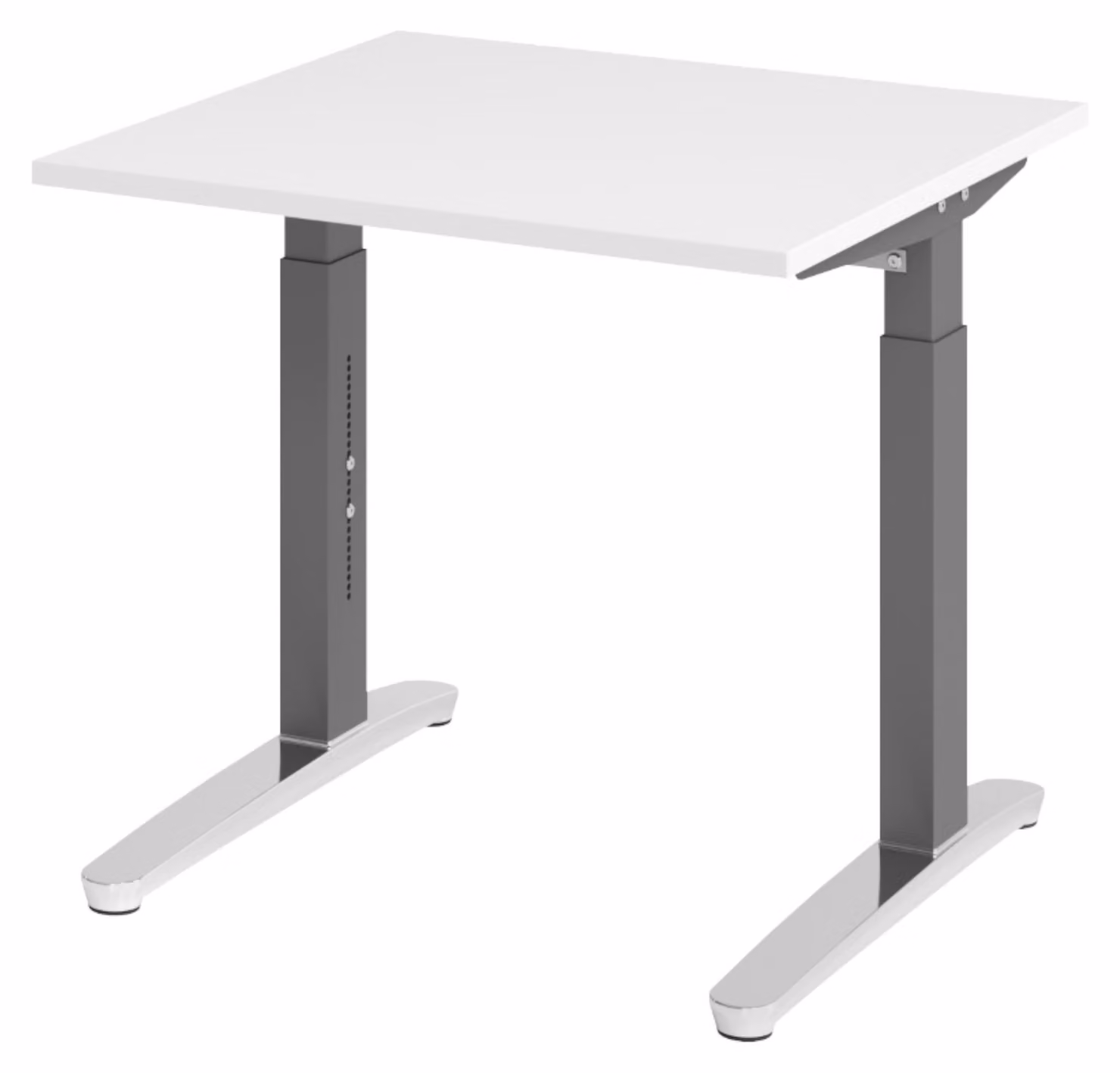 Scrivania bümö Serie XB - Decorazione: bianco, dimensioni: 80 x 80 cm, struttura: grafite/alluminio lucido