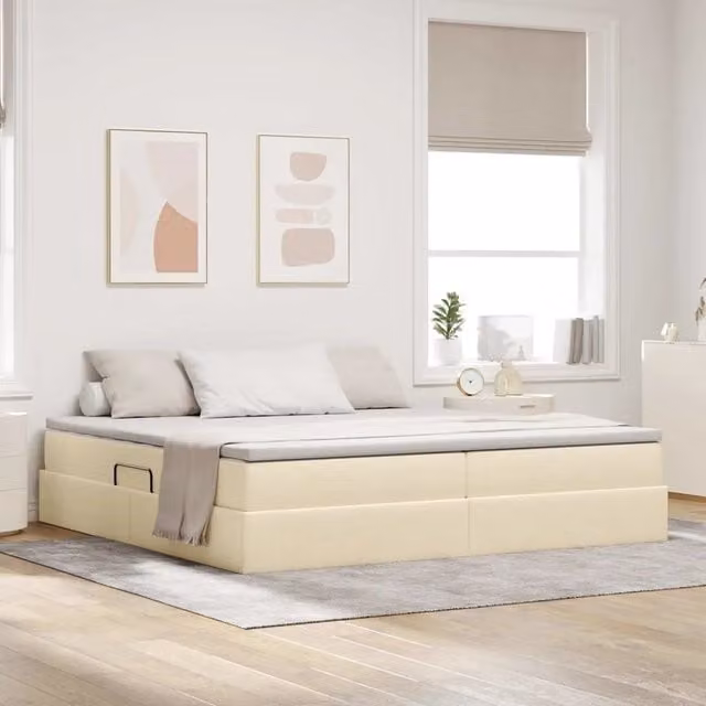 Letto con contenitore e materasso ibrido vidaXL beige L/P/H: 200 x 200 x 280 cm