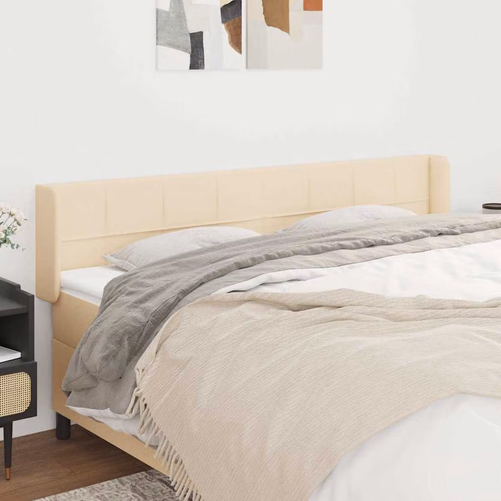 Testiera ad orecchio vidaXL in tessuto beige L: 203 cm, P: 16 cm, H: 78-88 cm