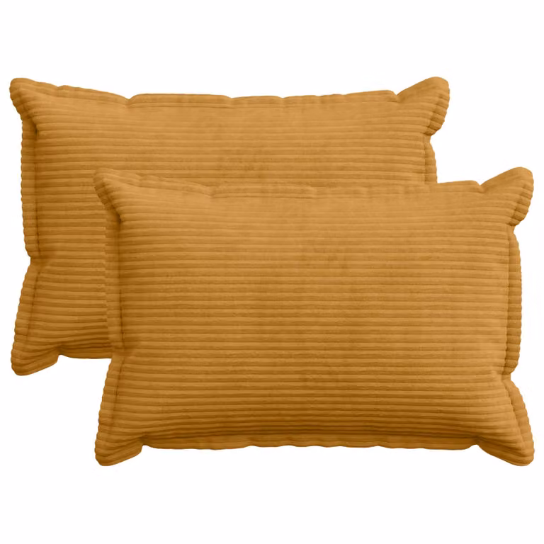 Set di 2 federe vidaXL HOUTEN in velluto a coste giallo, L 50 cm x P 80 cm