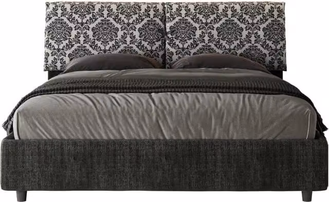 Letto Matrimoniale Mados Giada 8 Agata 8 con Contenitore e Rete, Colore Grigio, L/P/H: 160 x 210 x 110 cm – 1