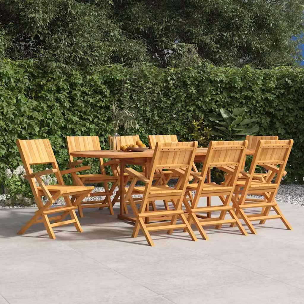 Set di 8 sedie pieghevoli vidaXL in legno di teak marrone, L/P/H: 55 x 61 x 90 cm