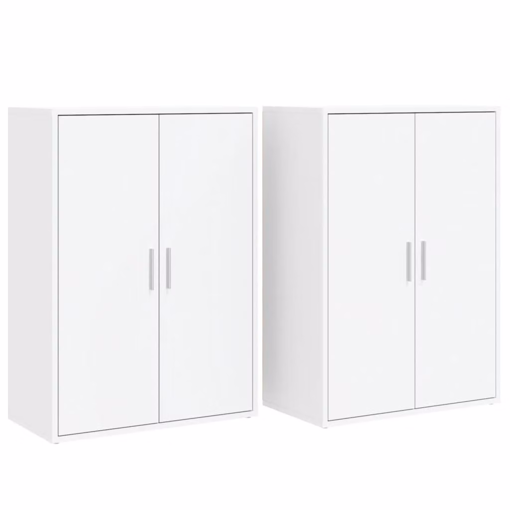 Credenze 2 pz Bianche 60x31x84 cm in Legno Multistrato