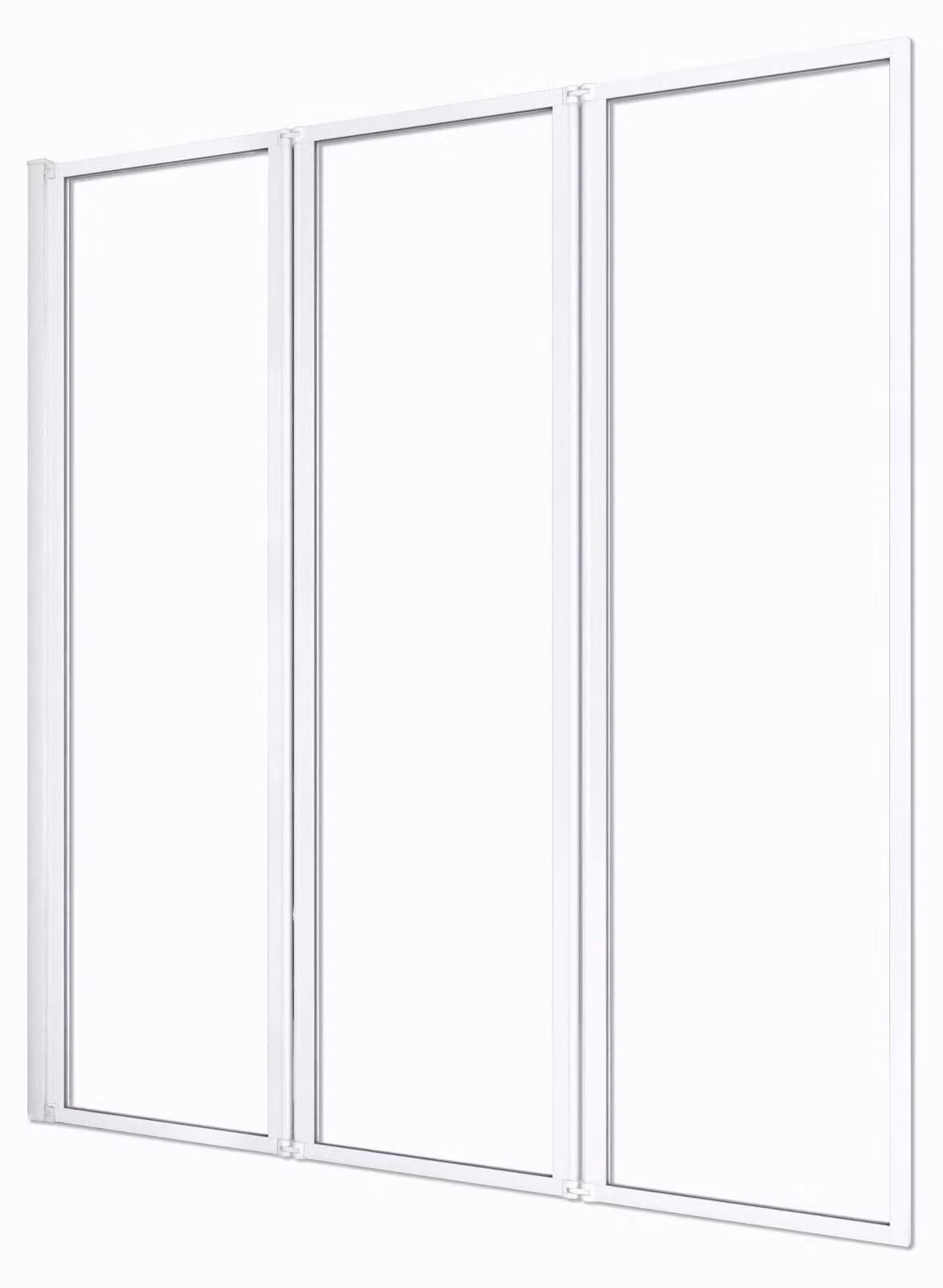 Marwell Triple White Schermo da bagno pieghevole a 3 pannelli 125 x 143 cm - Schermo doccia per vasca da bagno in argento opaco - Attacco per vasca da bagno con vetro trasparente - Cabina doccia