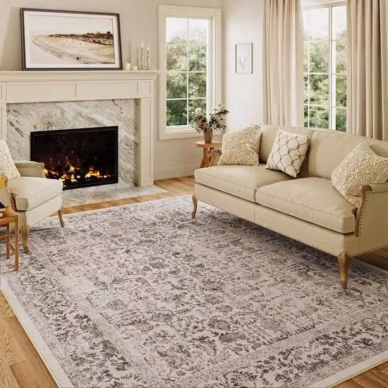 Tapijto di casa in stile vintage, 150x210cm, con superficie antiscivolo e tessuto corto, adatto per soggiorno, camera da letto, cucina e ufficio.