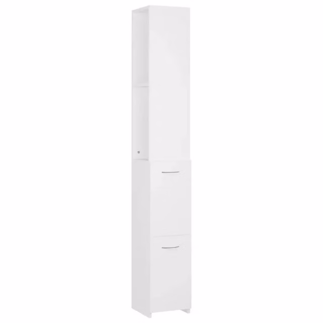 Mobiletto da bagno dal design elegante con pratico vano contenitore 25 x 26,5 x 170 cm in legno composito bianco 02_0047910