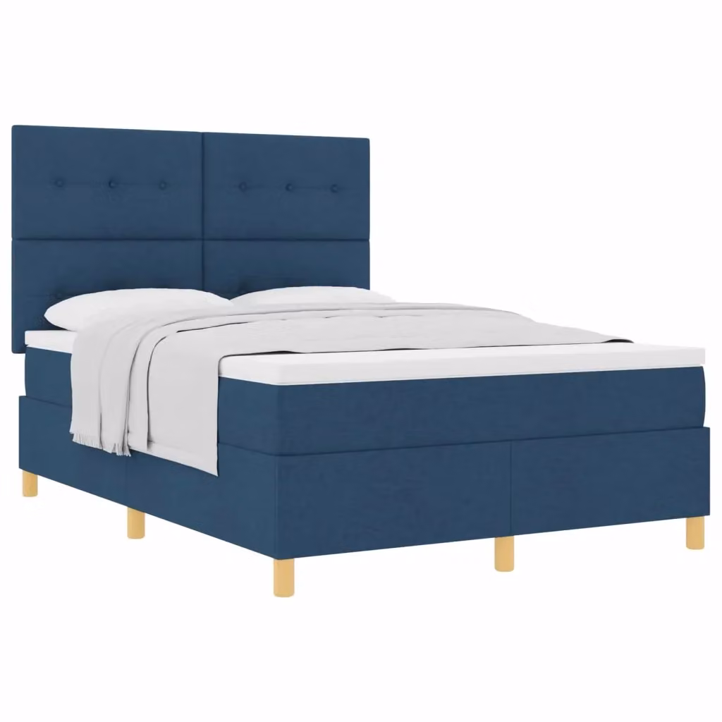 Letto a molle con testiera vidaXL in tessuto blu L 160 cm x P 200 cm – 2