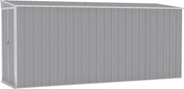 Capanno Giardino a Parete-Casetta da Giardino Grigio 118x382x178 cm Acciaio Zincato
