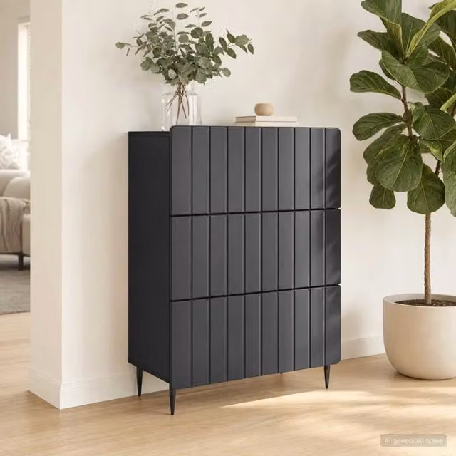 Armoire à tiroirs 66 x 34,5 x 92 cm Bois d'ingénierie Noir