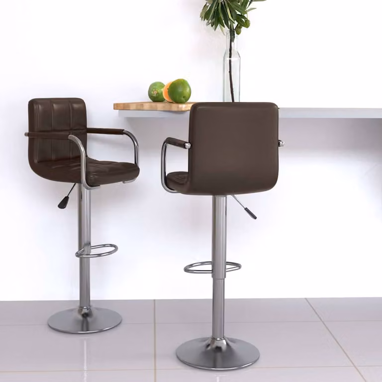 Set di 2 sgabelli da bar vidaXL in similpelle marrone con base girevole a 360 gradi