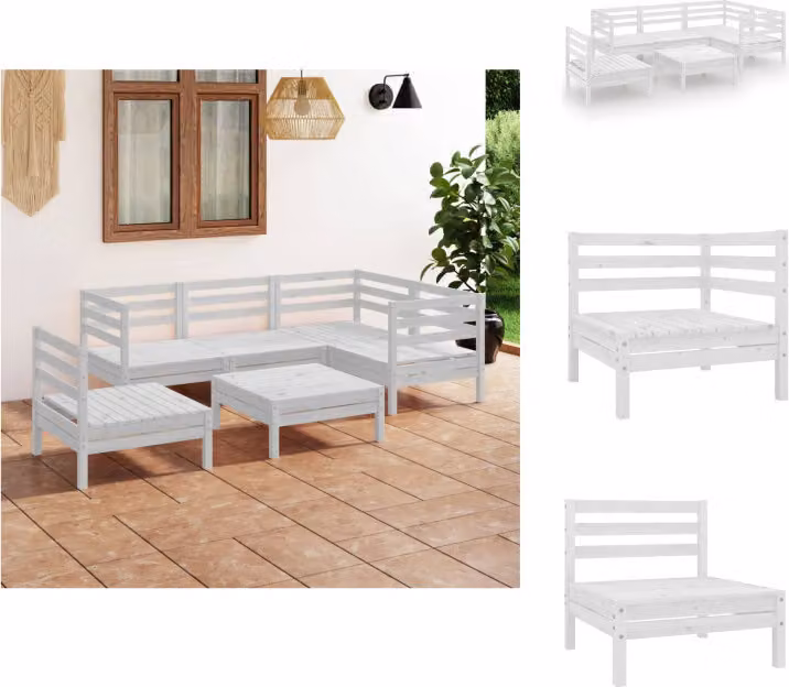vidaXL Set di 6 pezzi da giardino in pino massiccio bianco - Set di mobili da giardino