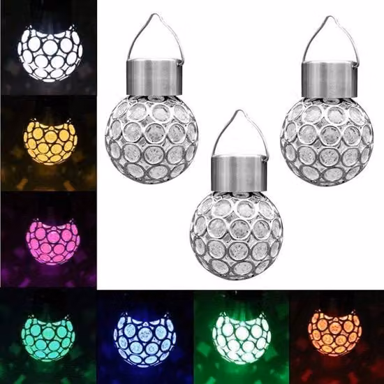 Lampada a Sospensione Solare LED RGB Multicolore con Effetto Cristallo per Giardino e Decorazioni Moderne