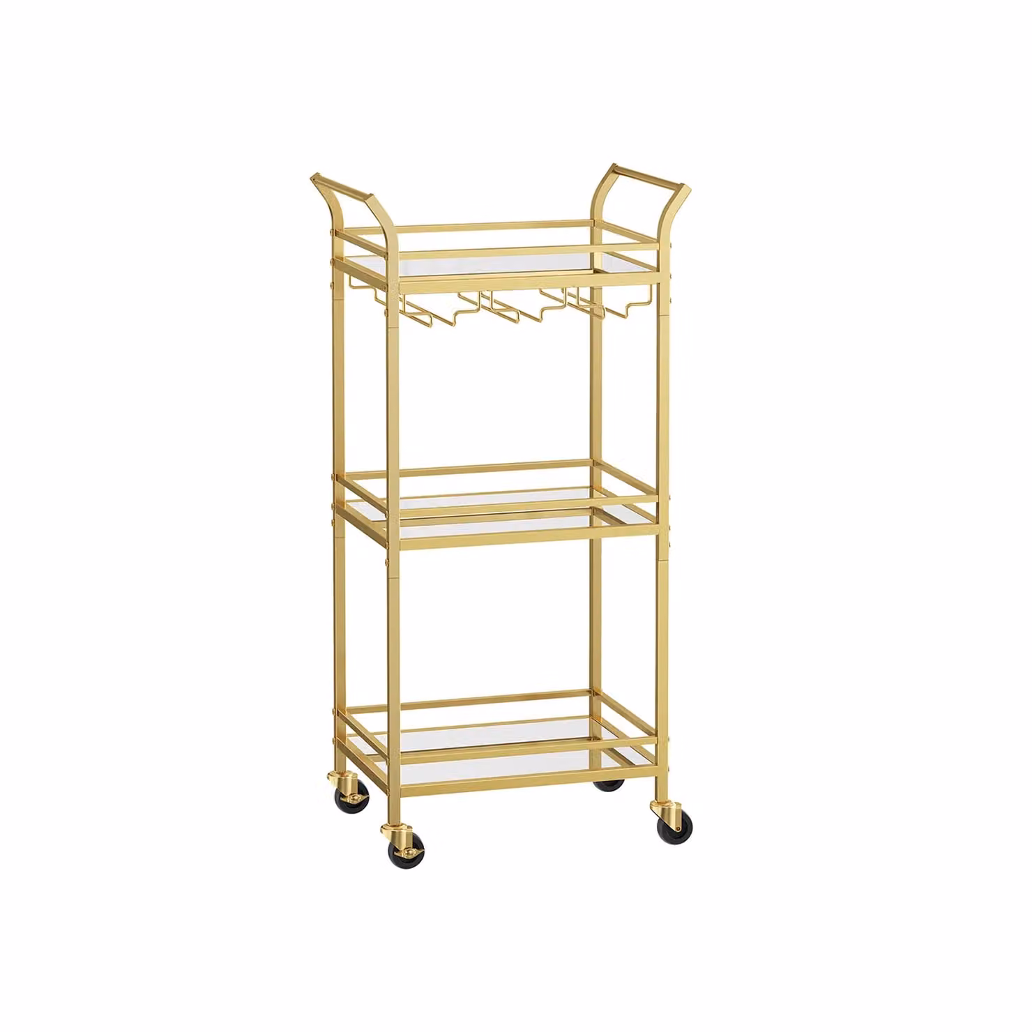 Carrello da Cucina a 3 Ripiani, Dorato