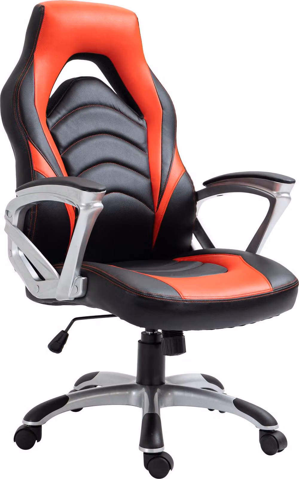 Sedia da ufficio gaming CLP modello Foxton, rivestita in ecopelle, regolabile in altezza e girevole | Colore: nero/rosso