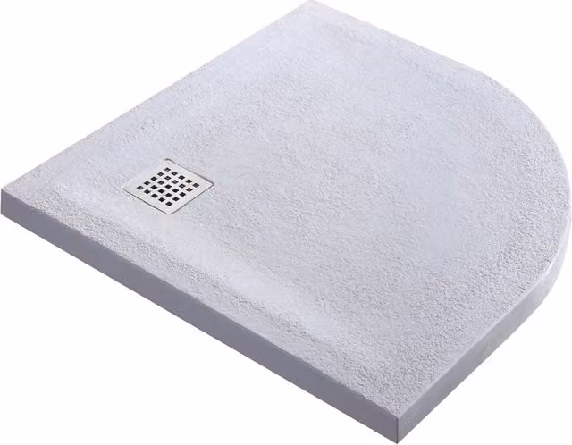 Piatto doccia curvo antiscivolo OGOMONDO in resina e marmo minerale bianco L: 90 cm, P: 90 cm, H: 3,5 cm