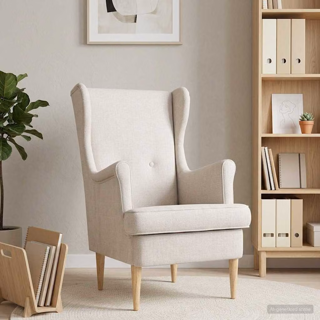 Poltrona moderna vidaXL ARES color beige con struttura in metallo e imbottitura in schiuma per soggiorno o camera da letto