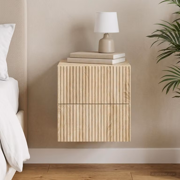 Mobiletto da notte a muro vidaXL moderno in Rovere Sonoma marrone L: 33 cm, P: 34,5 cm, H: 40 cm