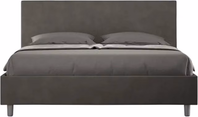 Letto matrimoniale senza rete imbottito 160x200 microfibra grigio Adele
