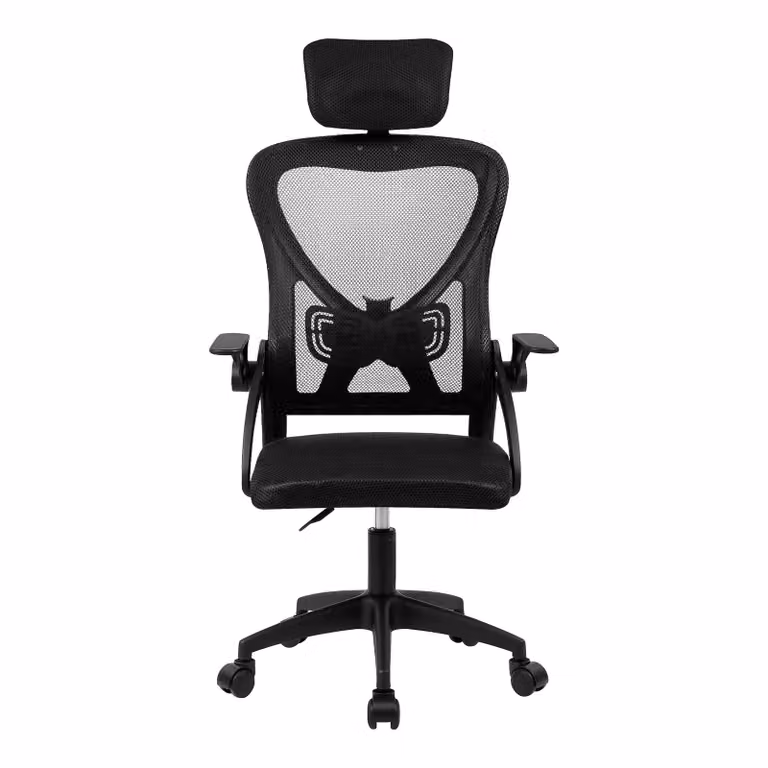 xDays Sedia da Ufficio Ergonomica Nera Mesh con Poggiatesta e Braccioli 360°