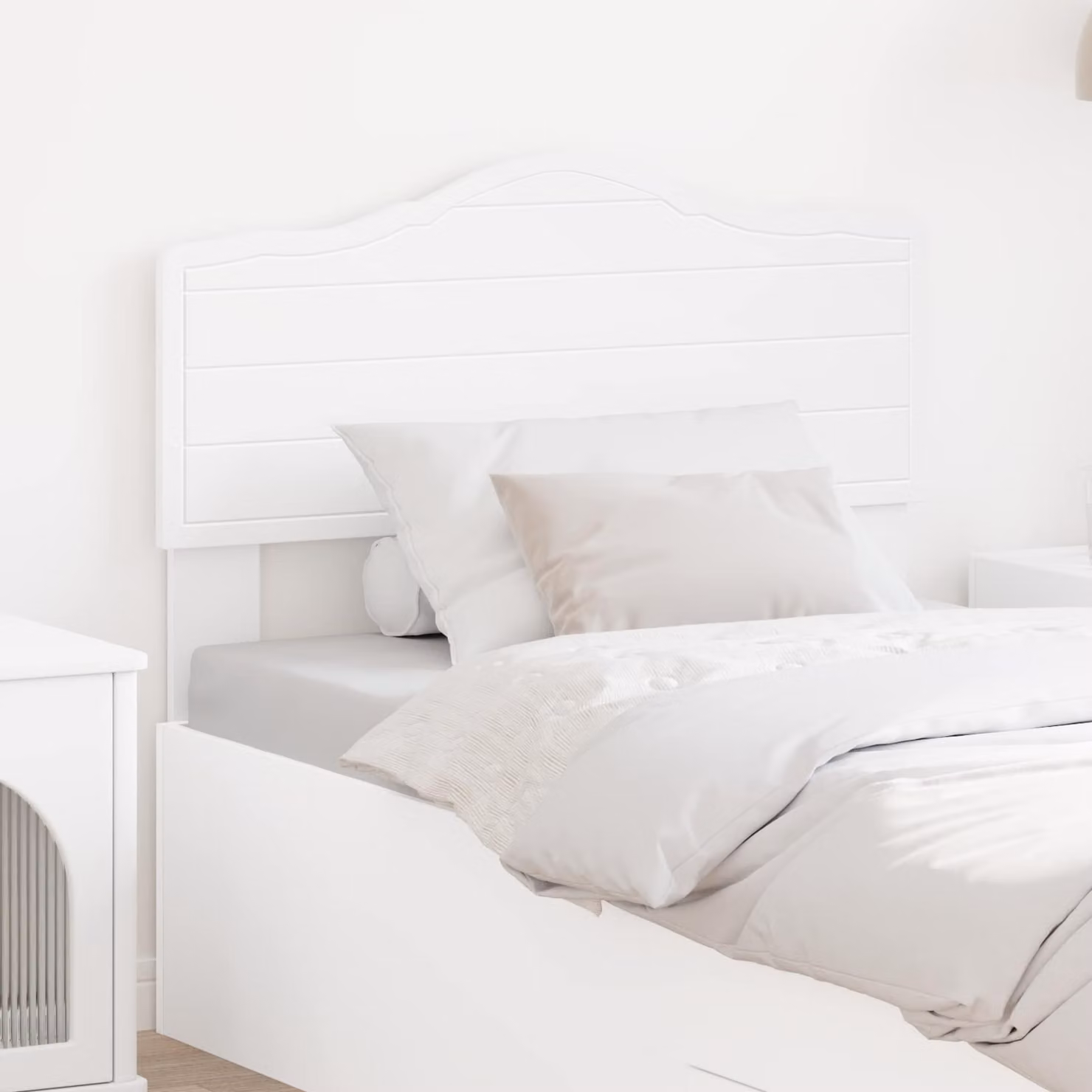Testiera per letto vidaXL in legno ingegnerizzato bianco con design minimalista