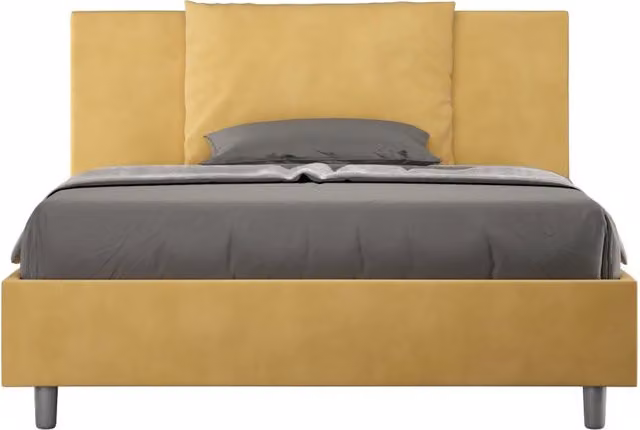 Letto Matrimoniale Francese Moderno GIORDANOSHOP in Tessuto Microfibra Giallo L/P/H: 140 x 190 x 110 cm