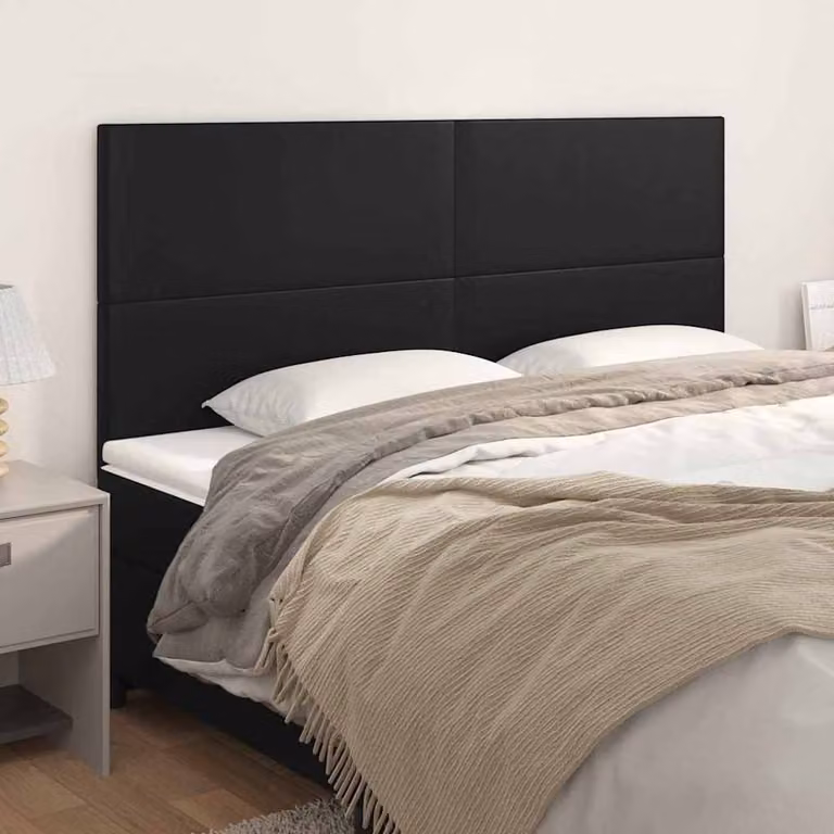 Testiera per letto vidaXL in similpelle nera con pannello imbottito, L: 180 cm, P: 5 cm, H: 118/128 cm