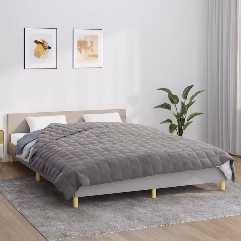 Coperta Ponderata vidaXL Grigia in Microfibra con Perline di Vetro, 200 x 200 cm, 13 kg