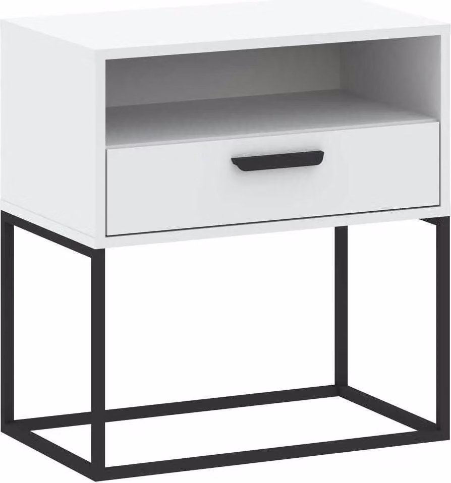 Comodino con scaffale e cassetto MARETA 7 - bianco