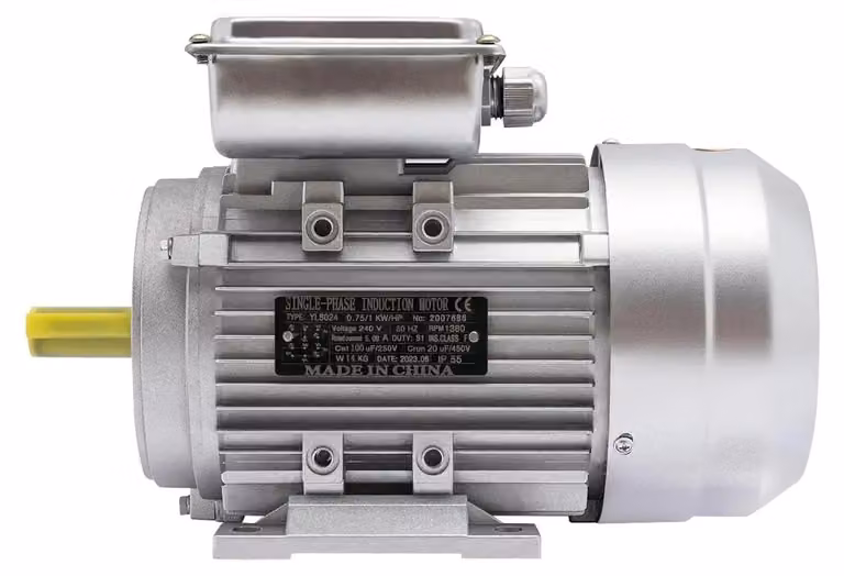 Motore elettrico - Motore monofase - 750 W - 1380 giri/min - Albero da 19 mm - Adatto per betonieratrici - Corpo in alluminio