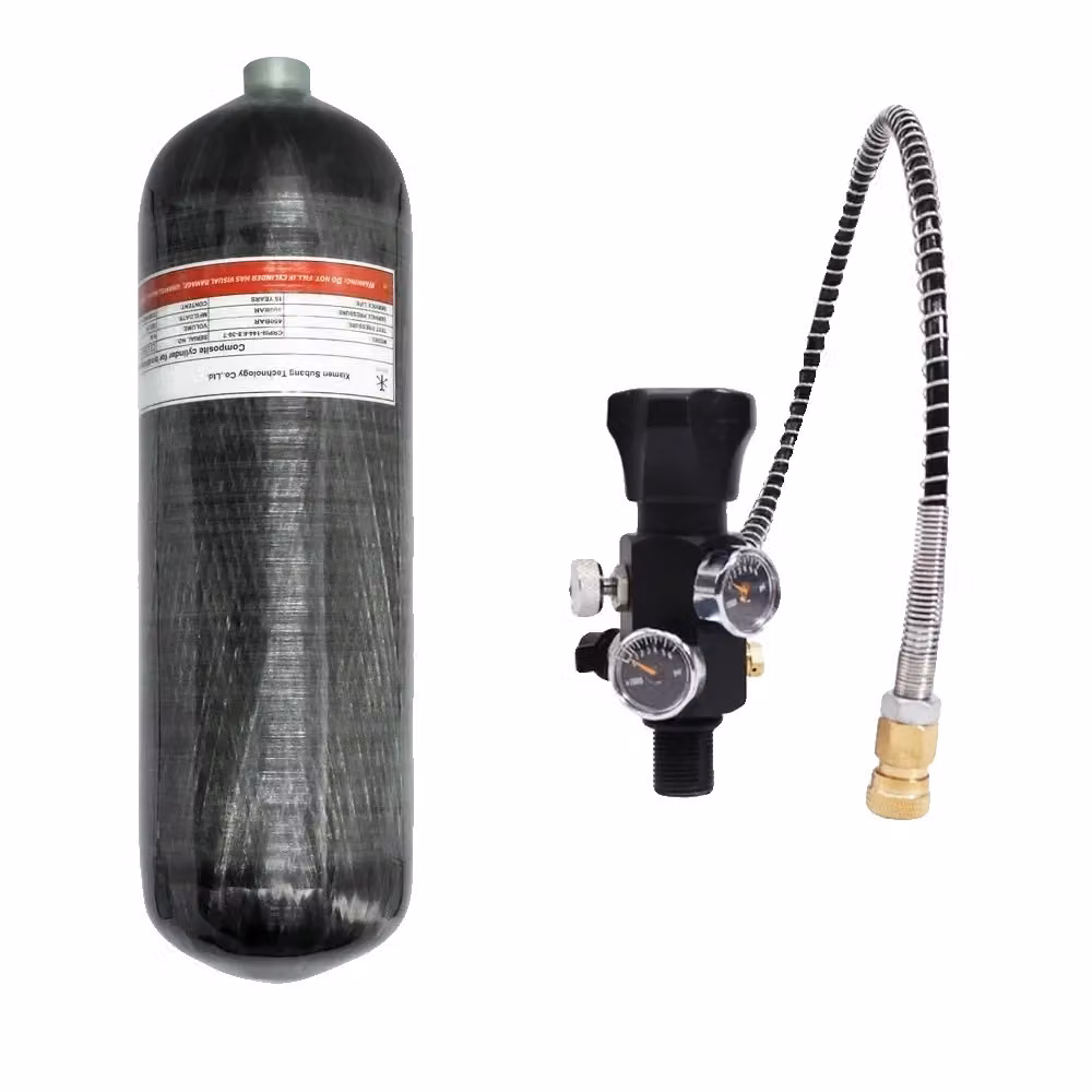 Cilindro in fibra di carbonio ad alta pressione, volume 6,8L, pressione di esercizio 300 BAR, 6,8L con valvola B