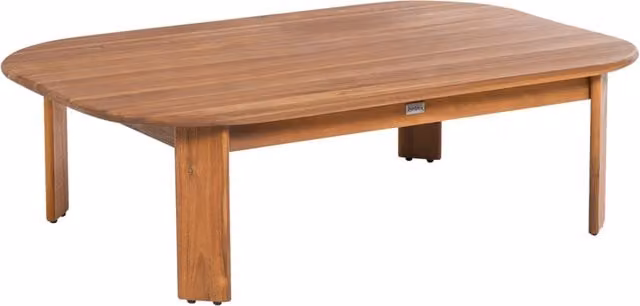 Tavolino da giardino rettangolare BELIANI in legno di acacia marrone per esterno, patio e balcone, L: 120 cm, P: 80 cm, H: 36 cm