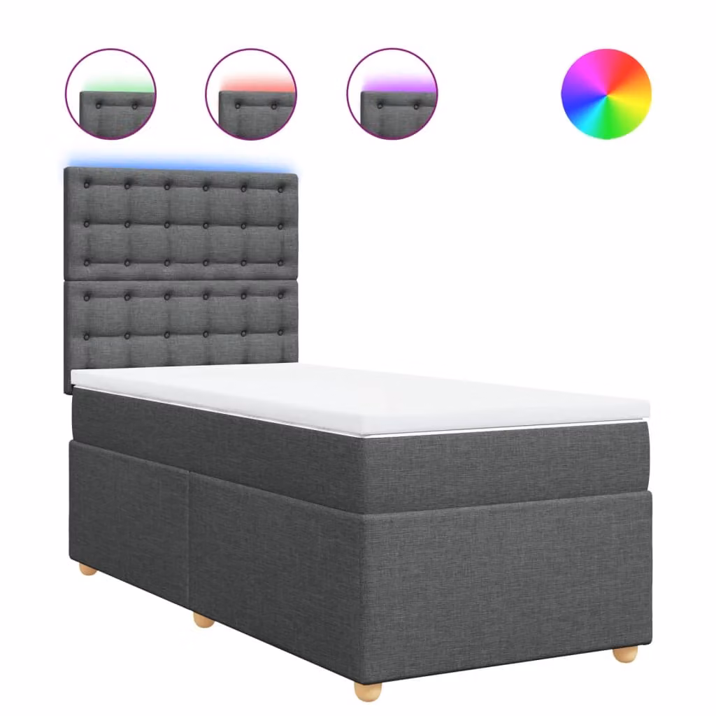 Giroletto a Molle con Materasso Grigio Scuro 80x200 cm Tessuto