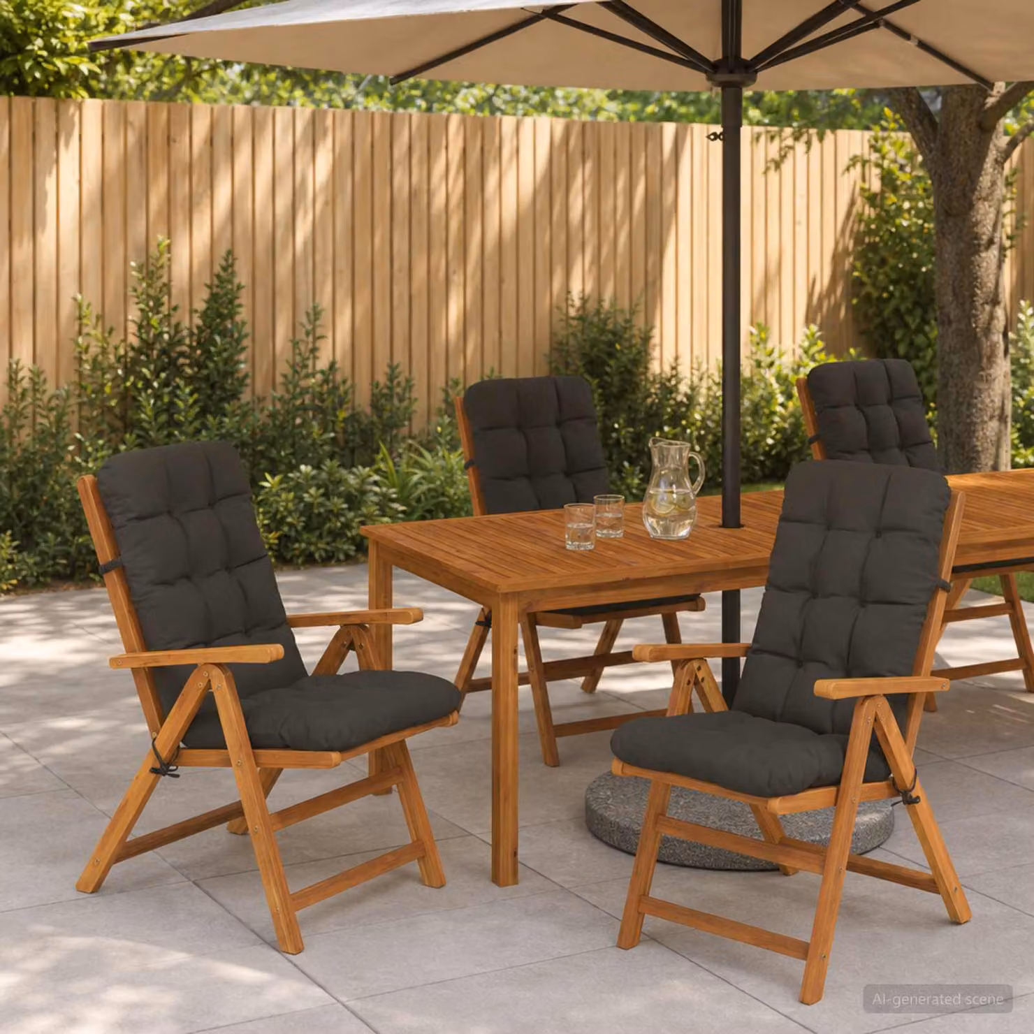 Set di 6 cuscini per sedia alta vidaXL VIANEN in poliestere, colore grigio antracite, con rivestimento lavabile e resistente ai raggi UV