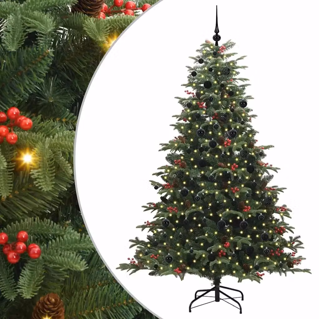 Albero di Natale artificiale moderno vidaXL verde con 300 LED luce bianca calda, Altezza: 210 cm – 2