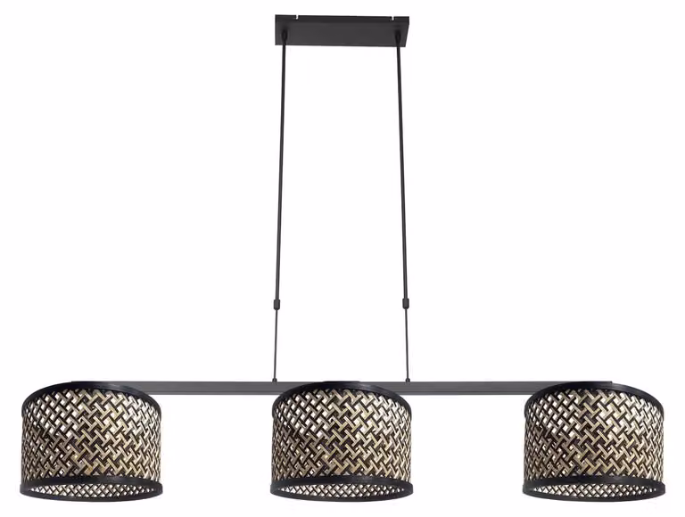 Lampada a sospensione - nero - Stang - bambù metallo - grande lampada da tavolo da pranzo - E27 - 3743ZW - Steinhauer