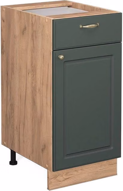 Mobiletto base per cucina Vicco Fame-Line Verde e Oro Rovere dorato con ante a battente e ripiani interni L: 40 cm