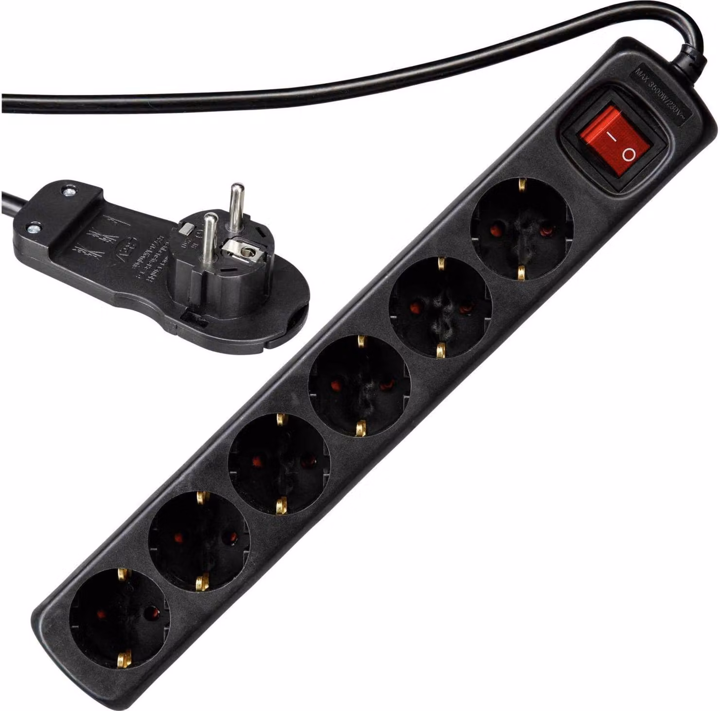 REV - Presa multipla - AC 250 V - 3500 Watt - Connessioni di uscita: 6 - Nero