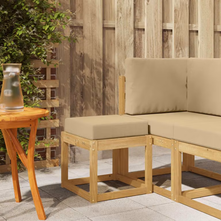 Panca da esterno moderna vidaXL in legno di acacia massello colore bianco/beige