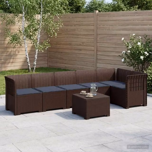 Divano da Giardino 6 Posti con Cuscini Aspetto Rattan PP 3444113