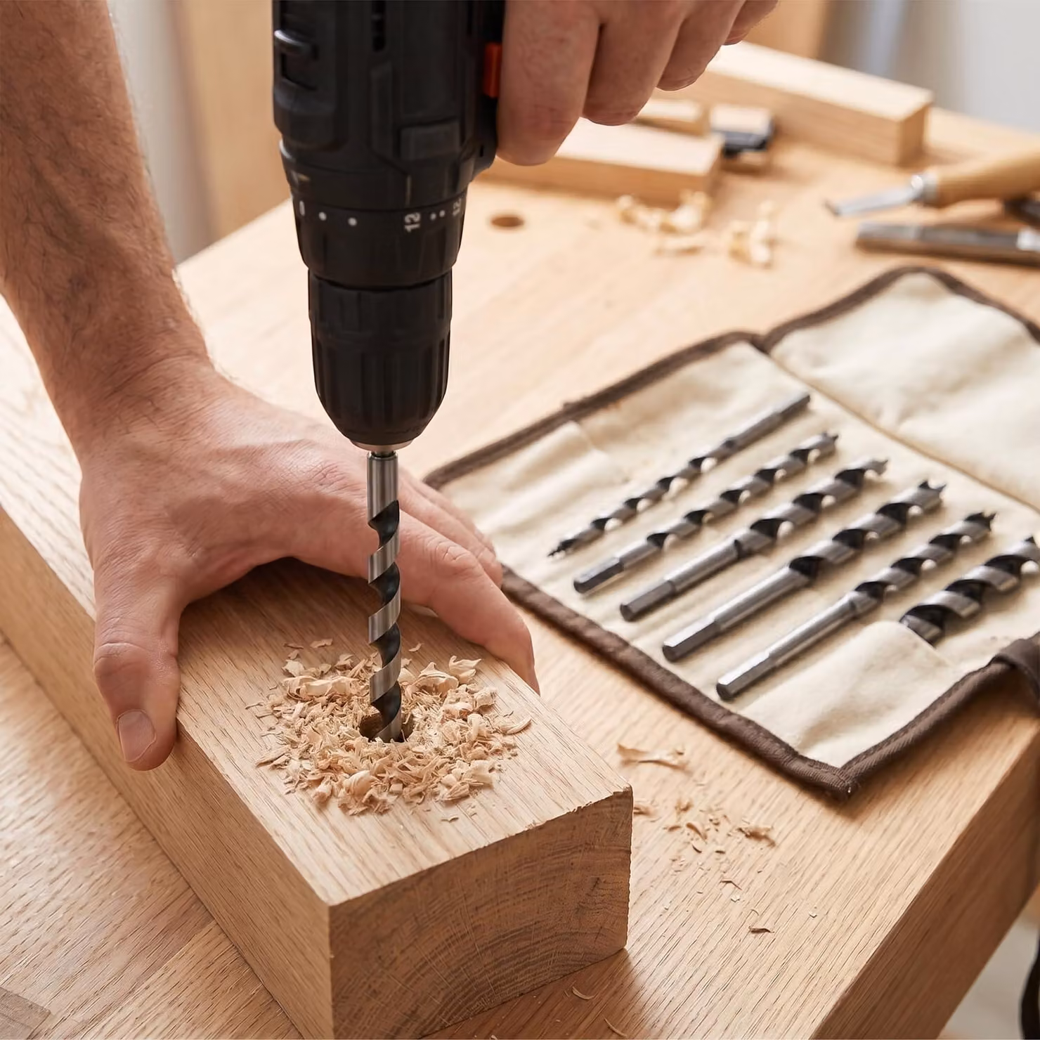 Set di punte da trapano a spirale, 8 pezzi, set di punte per legno, da 6 a 20 mm, per trapani a percussione
