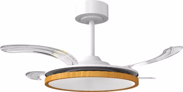 Ventilatore da soffitto HOMCOM con luce LED e telecomando, pale retrattili, diametro 95 cm, colore naturale – 1