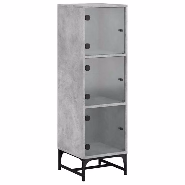 Credenza con Ante in Vetro Grigio Cemento 35x37x120 cm