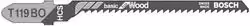 Set di 5 lame per seghetto alternativo Bosch T119BO per tagli curvi fini su legno, larghezza 83 mm, colore grigio