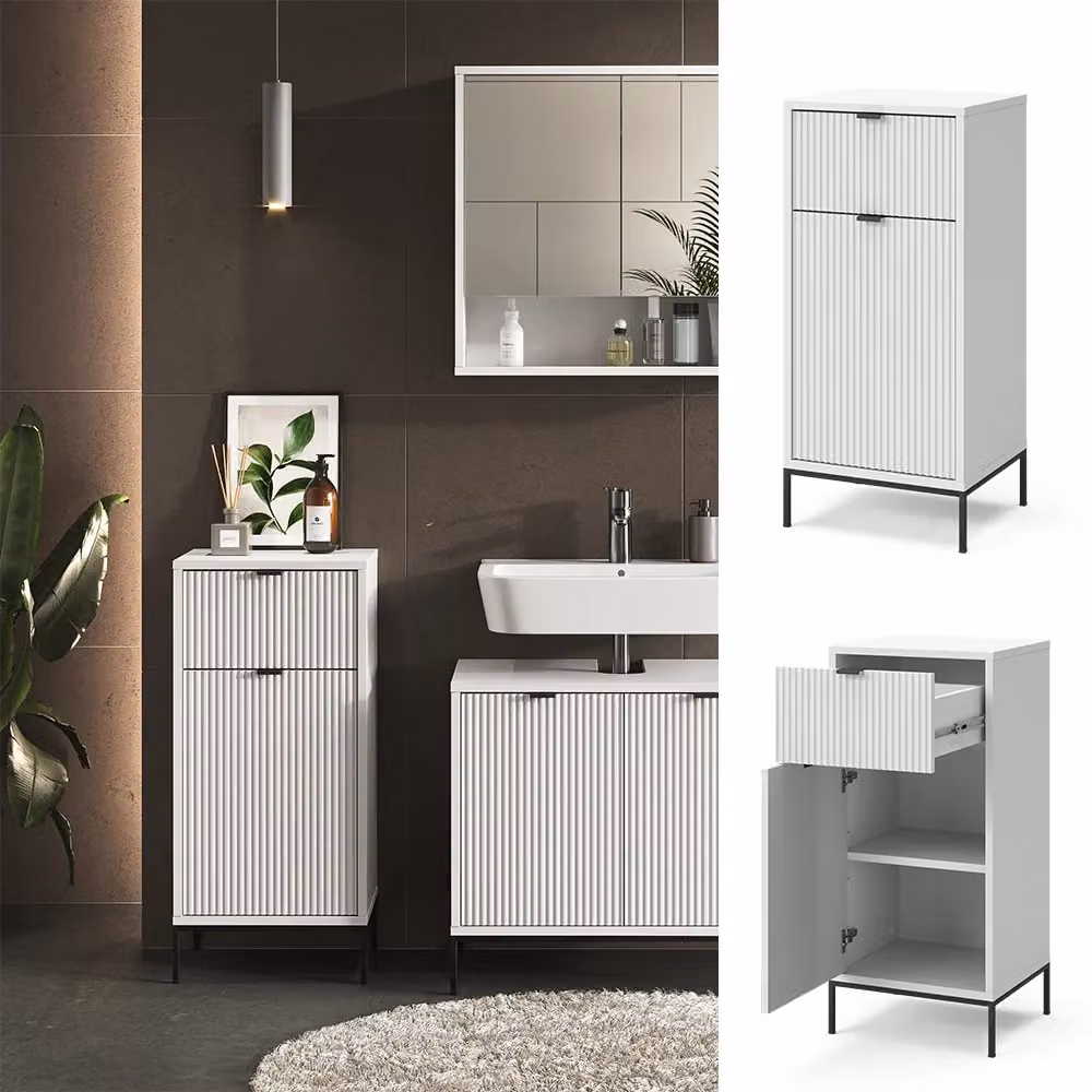 Mobile midi Eliza Vicco bianco con anta e cassetto per bagno L/P/H: 40 x 18 x 87 cm – 2