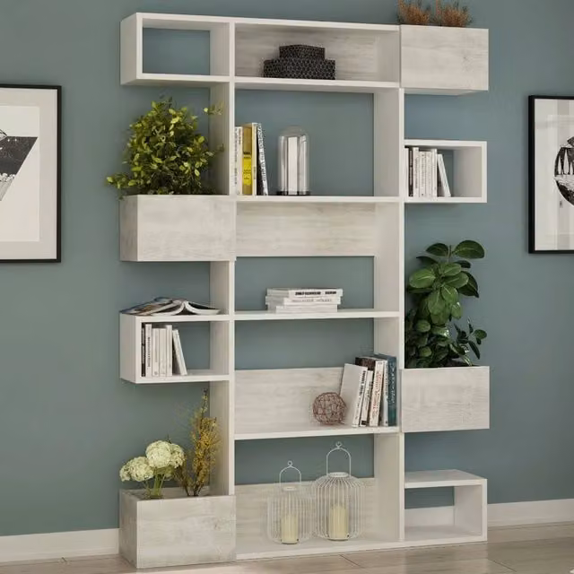 Libreria Sally DMORA con 7 Ripiani, Moderna, Bianca, L 120 cm x P 20 cm x H 171 cm – 1