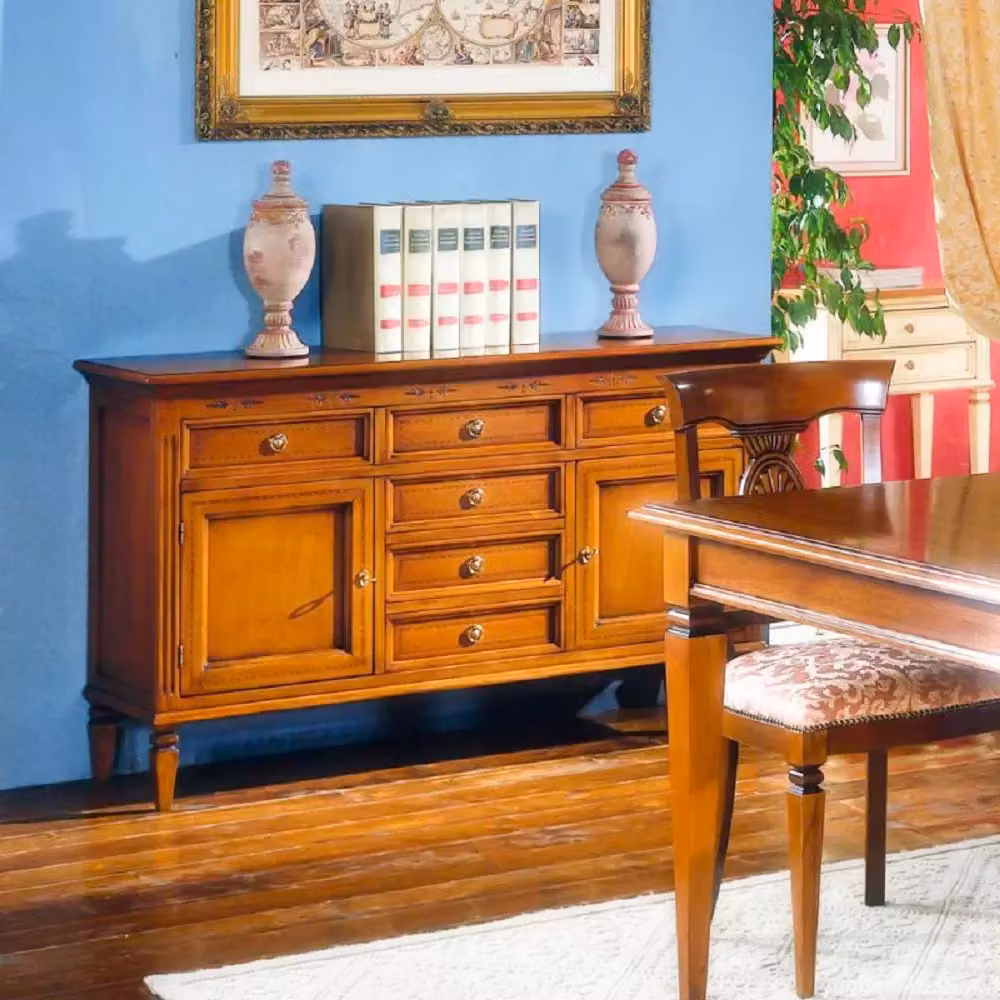Madia credenza in legno con 2 porte finitura bassano Mobili 2G L/P/H: 142 x 41 x 85 cm – 3